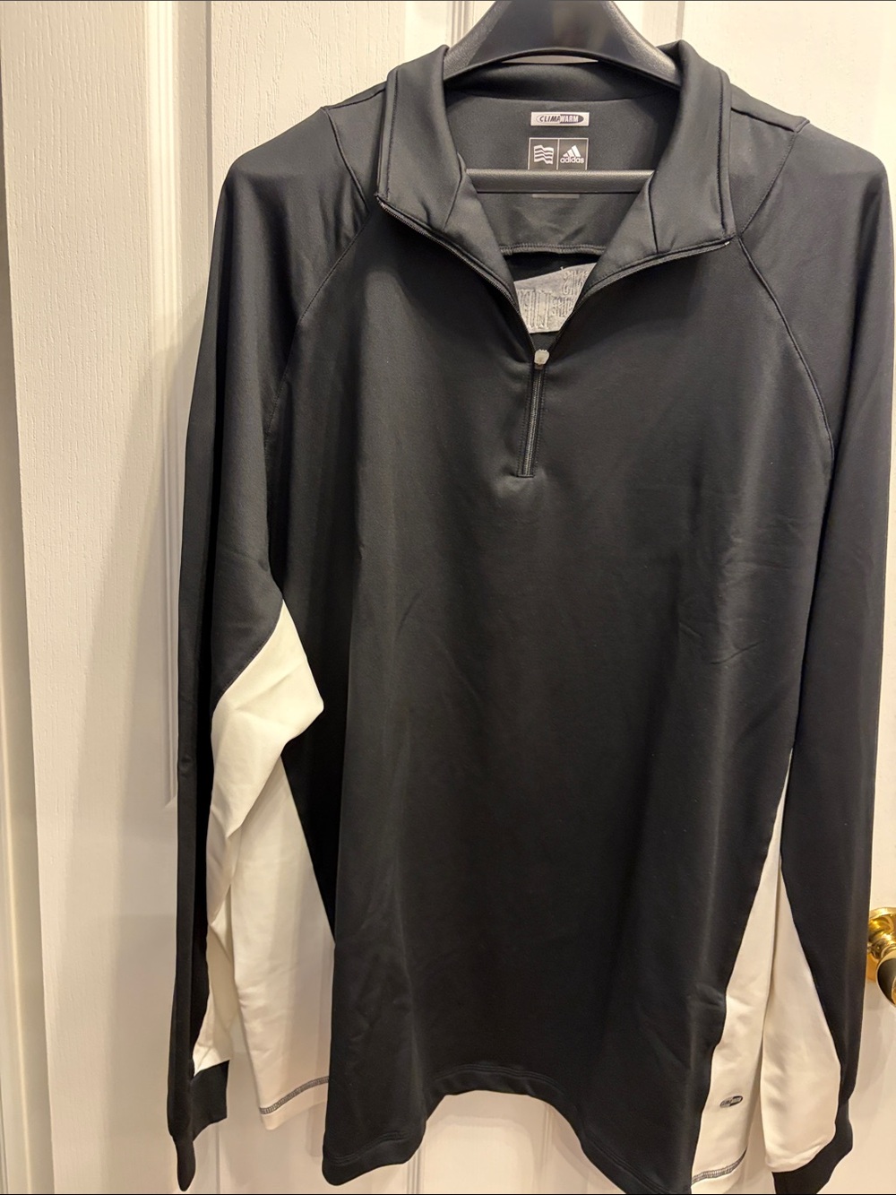 adidas Black and White Lightweight Quarter-Zip Shirt Jacket ClimaWARM